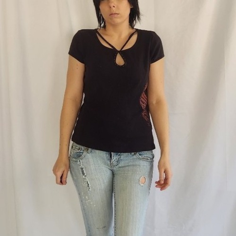 Harley Black and Red Ladies Tee